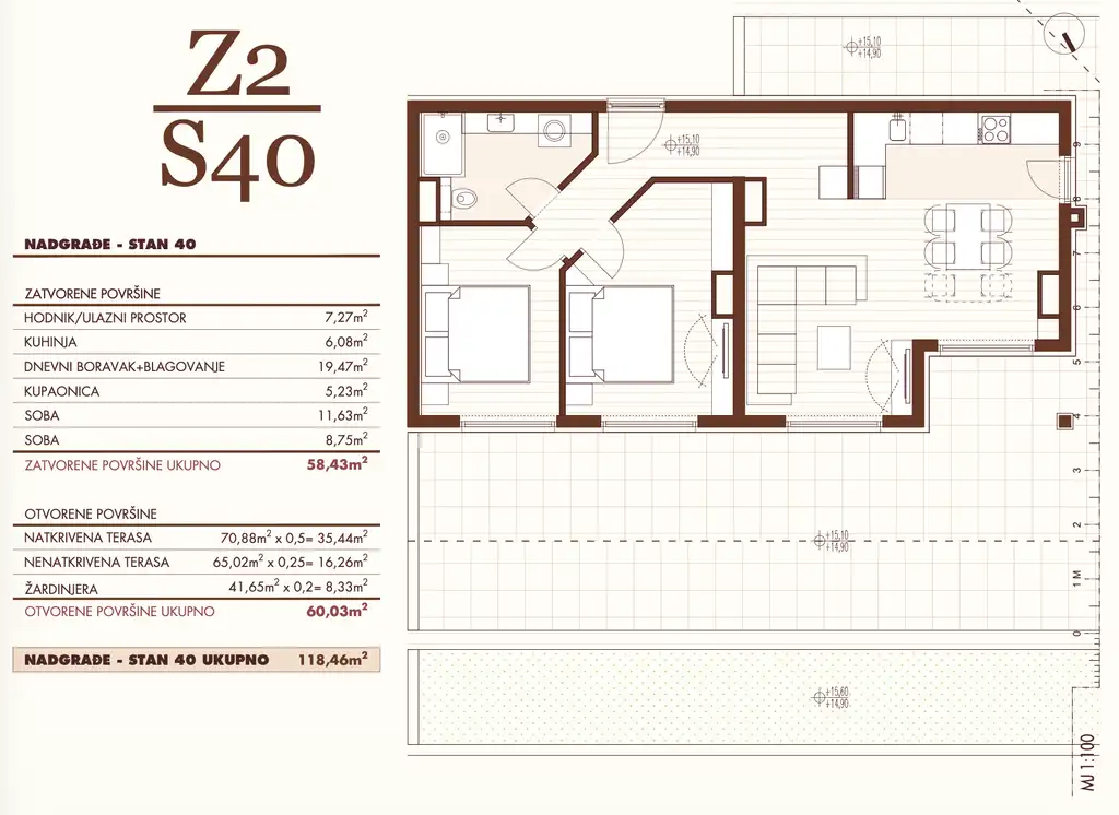 Split, Visoka - Penthouse s terasom u modernoj novogradnji
