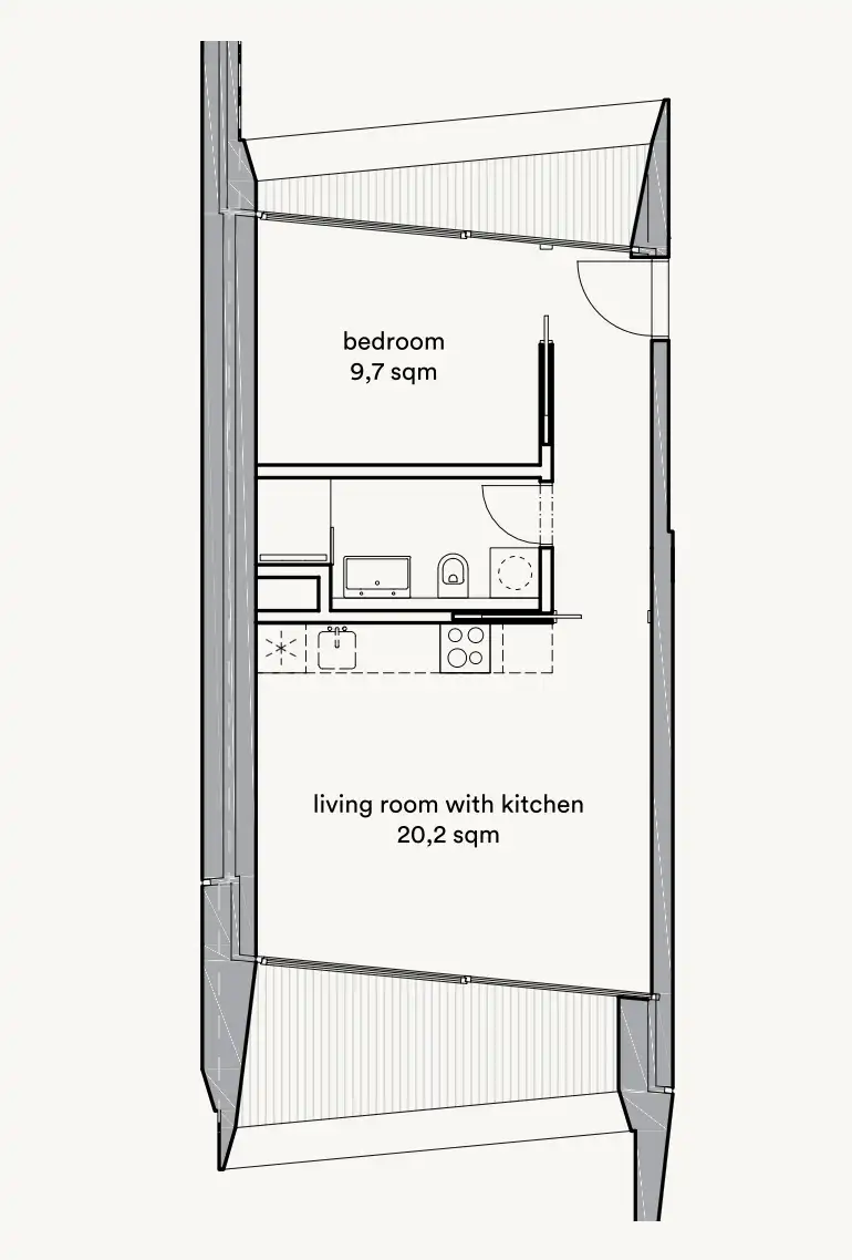 Podstrana – stan50,14 m²,1S+DB,terasa 12,11 m²,garažno parkirno mjesto