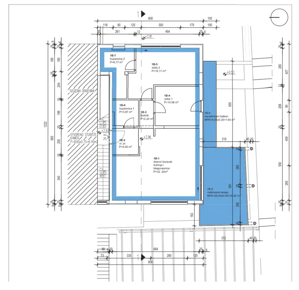 Brač, Sutivan - Three-room apartment in a residential complex, 100.90 m2