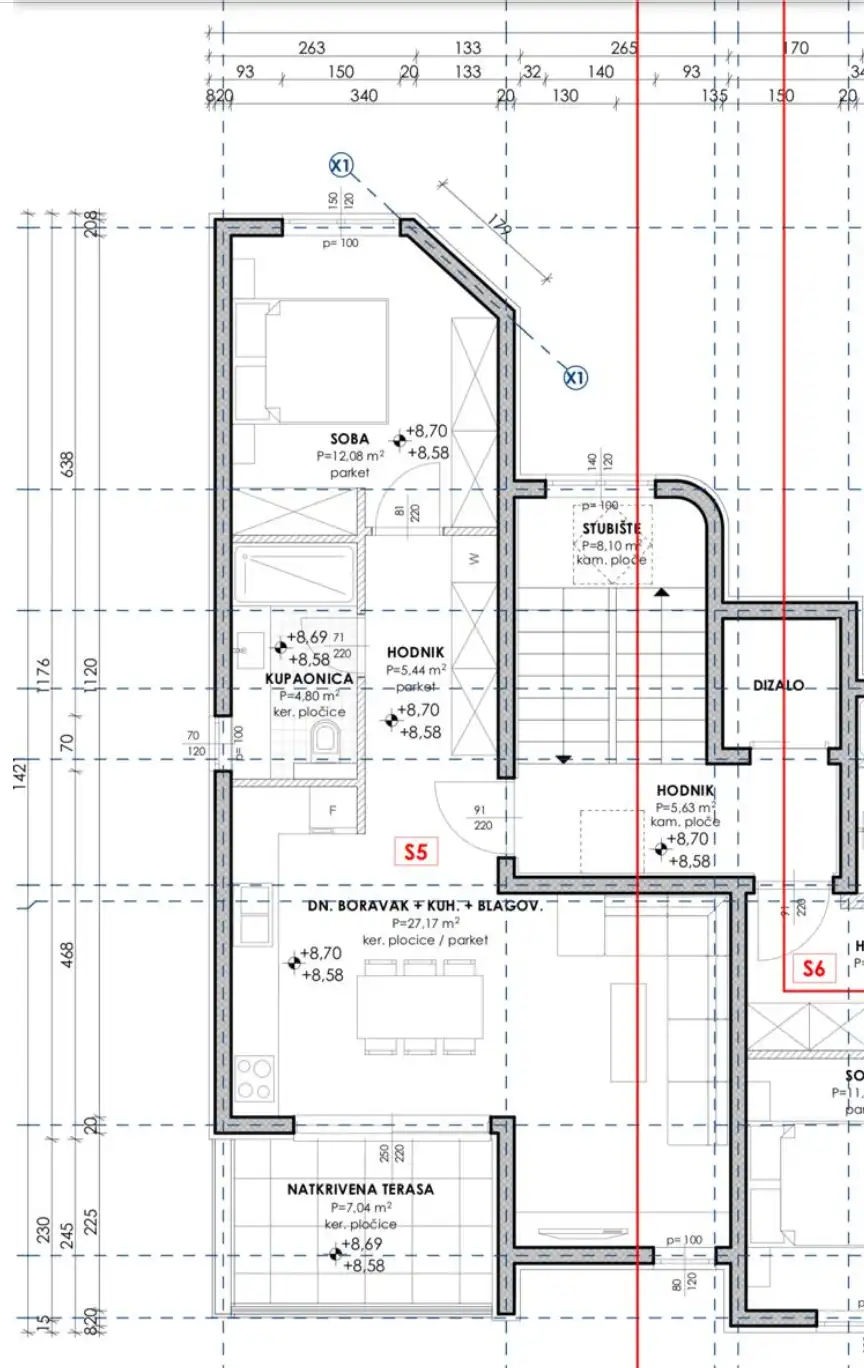 Stan 53 m², Makarska, širi centar - 1 SS, pogled na more