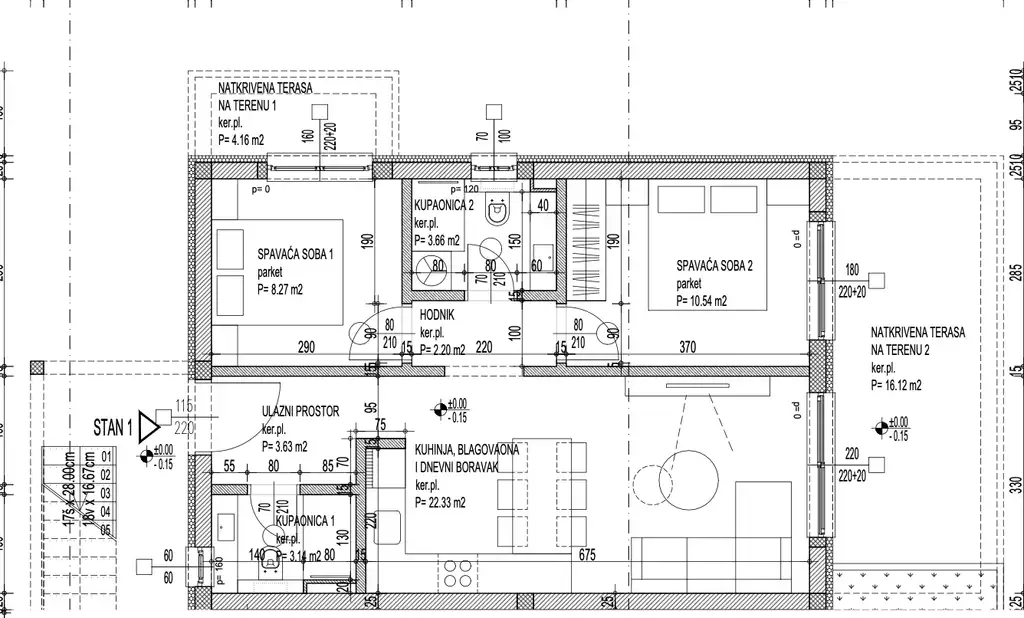Marina, Poljica - Dvosoban stan s terasom u modernoj novogradnji