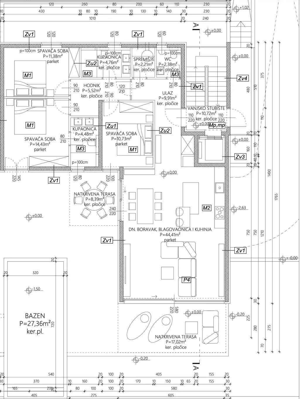 Trogir, Marina - Trojizbový byt s bazénom v modernej novostavbe