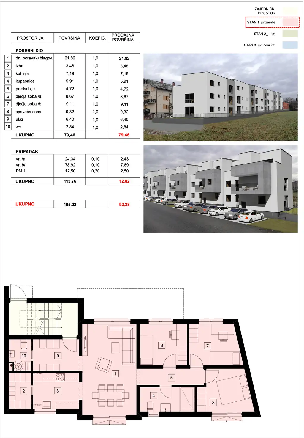 Sesvete - štirisobno stanovanje z vrtom