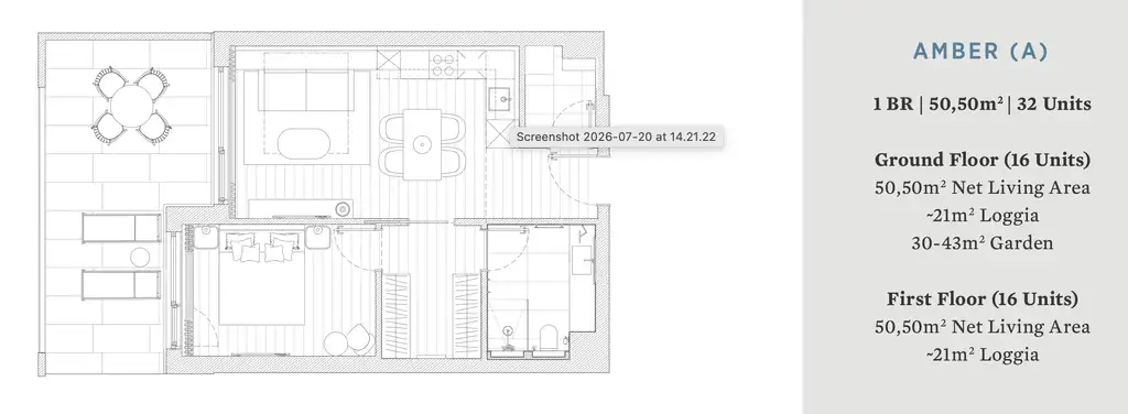 Zadar, Petrčane, Falkensteiner – apartament dwupokojowy 68 m², loggia