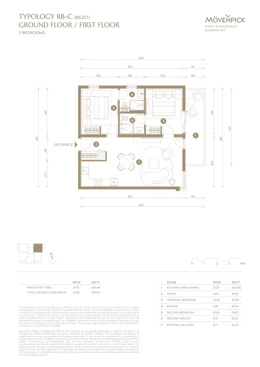 Novi Vinodolski, Mövenpick – trosoban apartman u drugom redu do mora