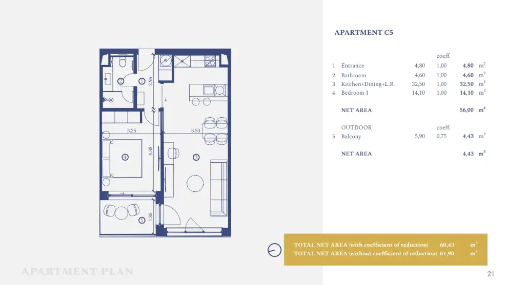 Istrien, Petram Resort – Apartment 61,90 m², 1 Schlafzimmer, Balkon, Meerblick
