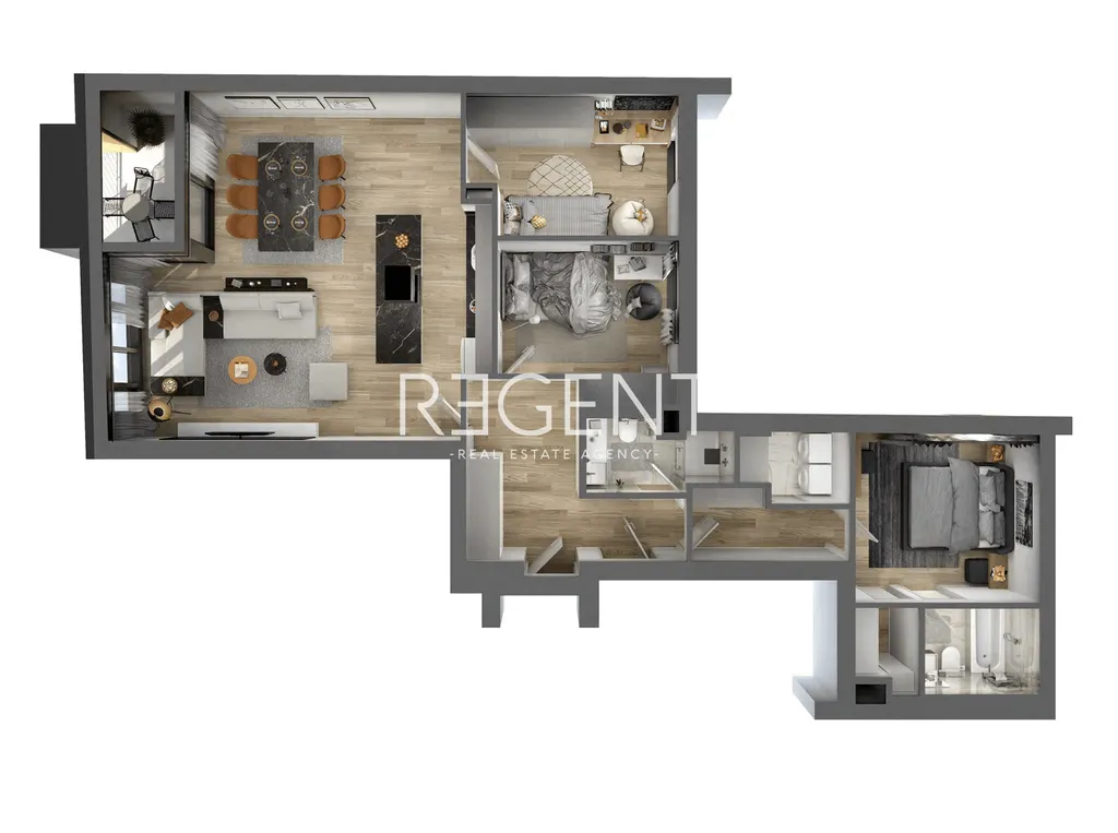 Záhřeb, Ribnjak, Gold Residence - Čtyřpokojový byt v centru města 105 m2