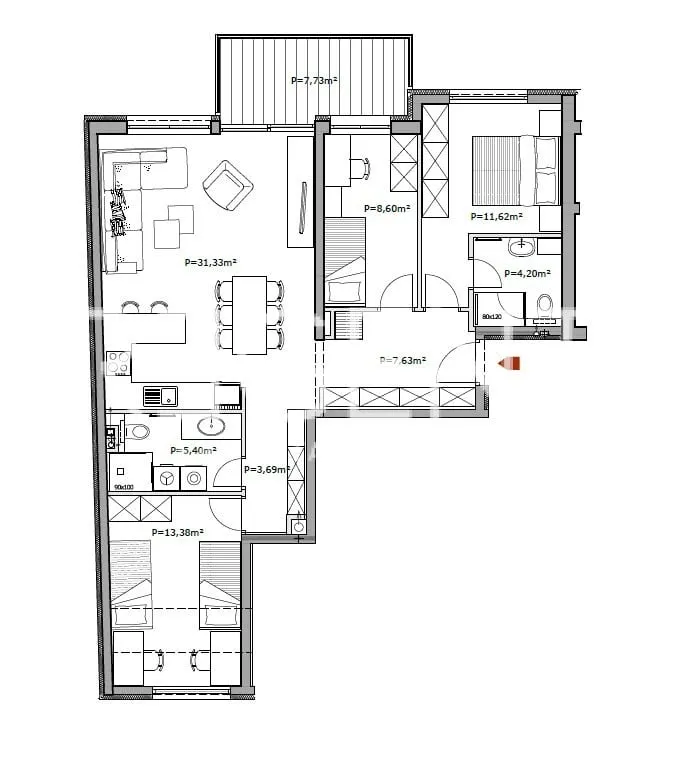 Záhřeb, Selska - Čtyřpokojový byt, novostavba 89 m2
