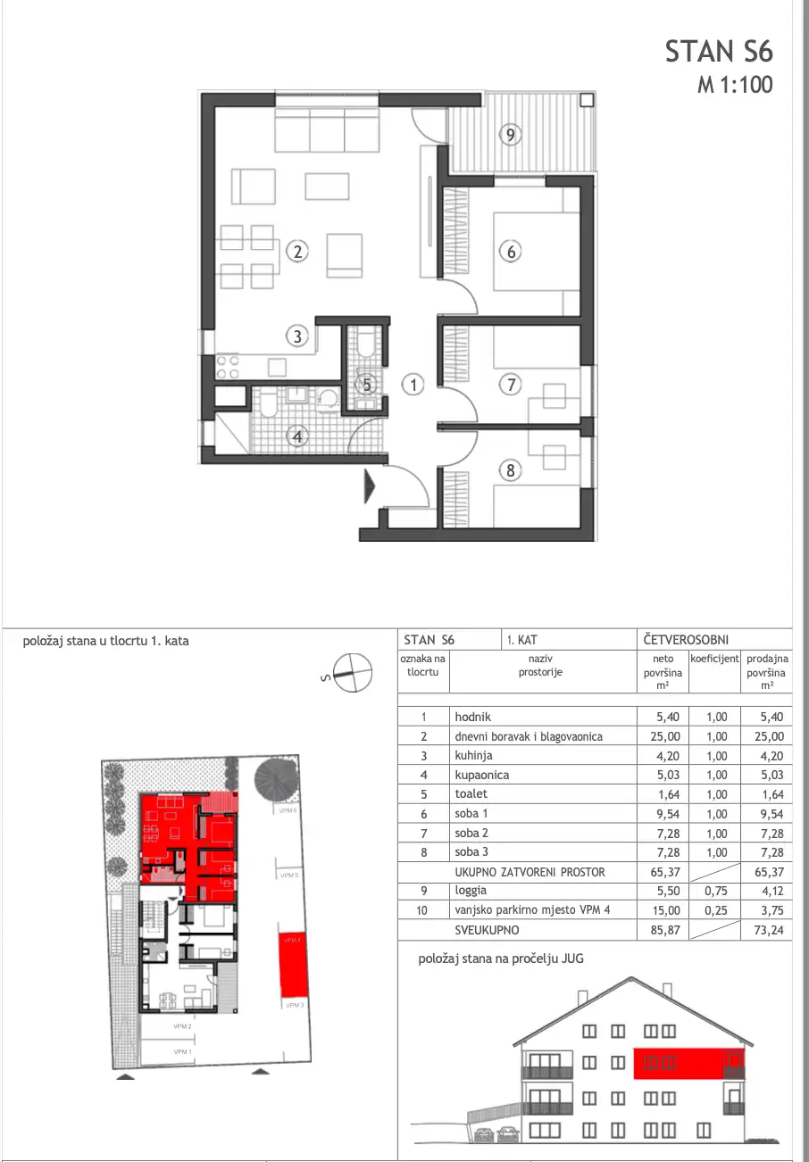 Zagrzeb, Sesvete - Czteropokojowe mieszkanie 70m2