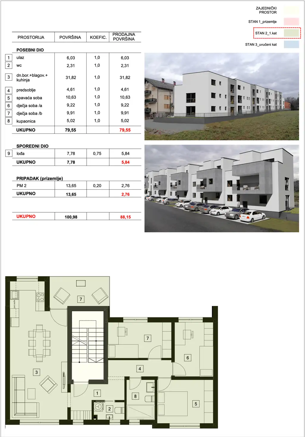 Sesvete – priestranný štvorizbový byt na prvom poschodí novostavby