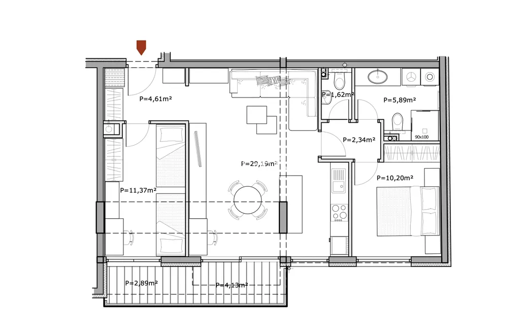 Zagabria, Selska - Appartamento con tre camere da letto, nuova costruzione 69 m2