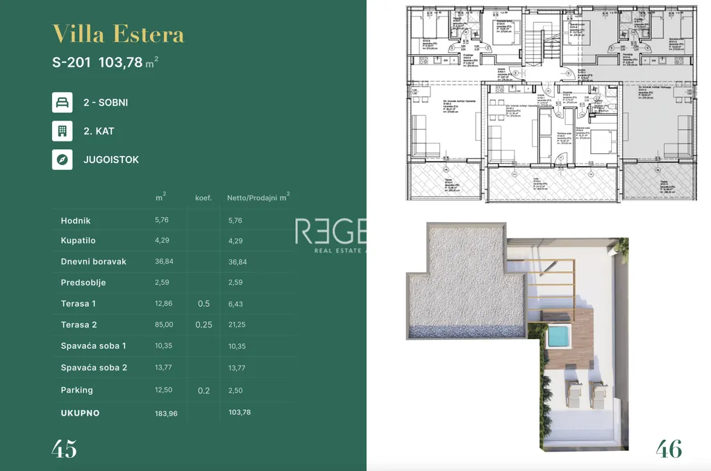 Zadar, Privlaka - Trojizbový penthouse v obytnom komplexe blízko mora 103 m2, novostavba