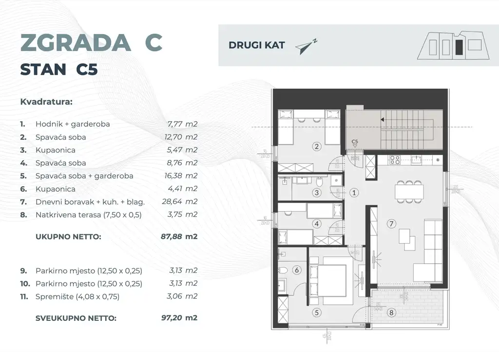 Istra, Fažana - Dvosobno stanovanje v moderni novogradnji