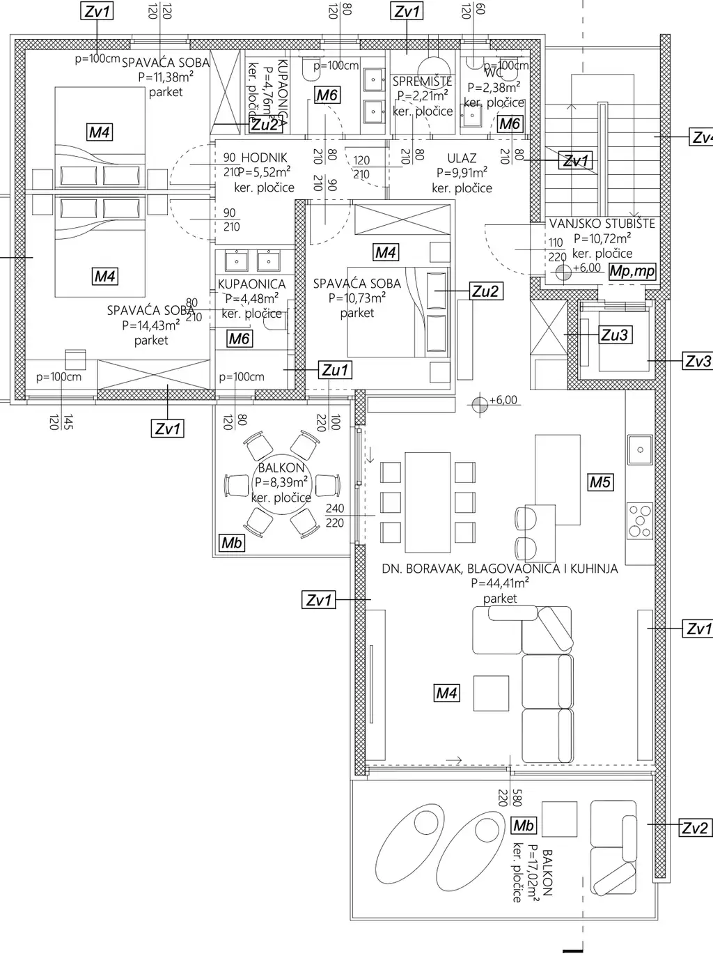 Trogir, Marina - Stan s tri sobe i dva balkona u modernoj novogradnji
