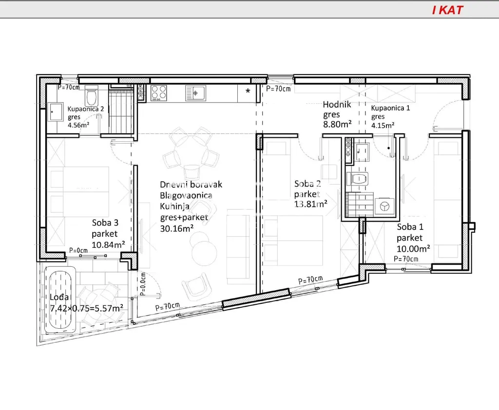 Zadar, Sukošan - Trosoban stan u novogradnji, 90 m2