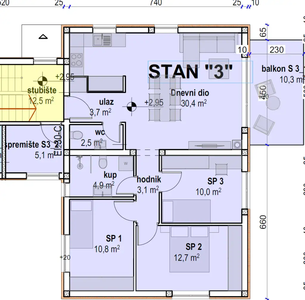 Istra, Vabriga - byt s strešnou terasou