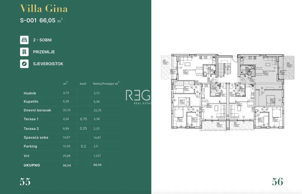 Zadar, Privlaka - Luxusní dvoupokojový byt ve Vile Gina, novostavba 66 m2