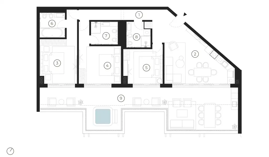 Istra, Umag - Green Tower Hotel & Residence štvorizbový apartmán