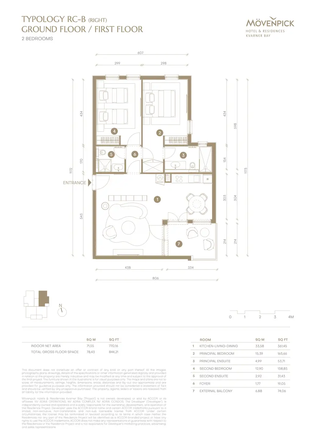 Novi Vinodolski - Mövenpick, trosoban apartman, prvi red do mora