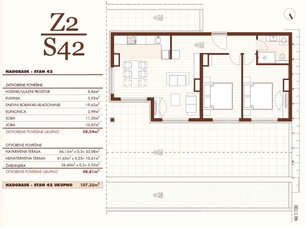 Split, Visoka - Penthouse s terasom u modernoj novogradnji