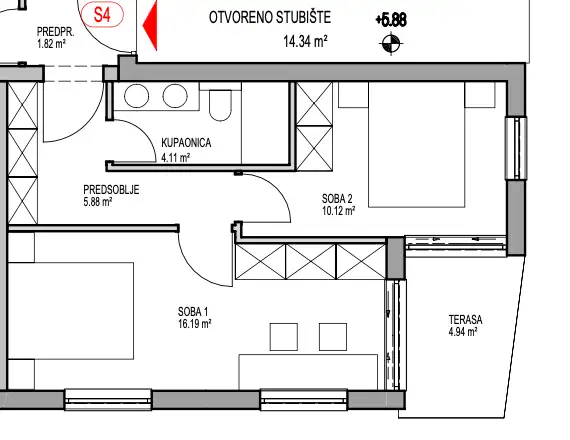 Podstrana, Strožanac - Dvosoban stan sa terasom i pogledom na more