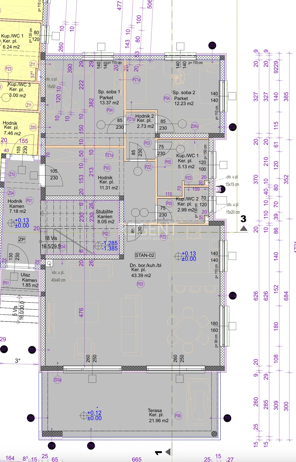 Zadar, Sukošan - Luxusný trojizbový byt 125 m2 novostavba
