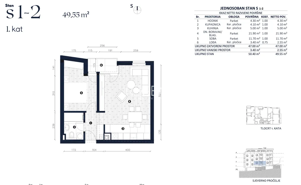 Záhřeb, Črnomerec - Moderní dvoupokojový byt 49 m2, novostavba