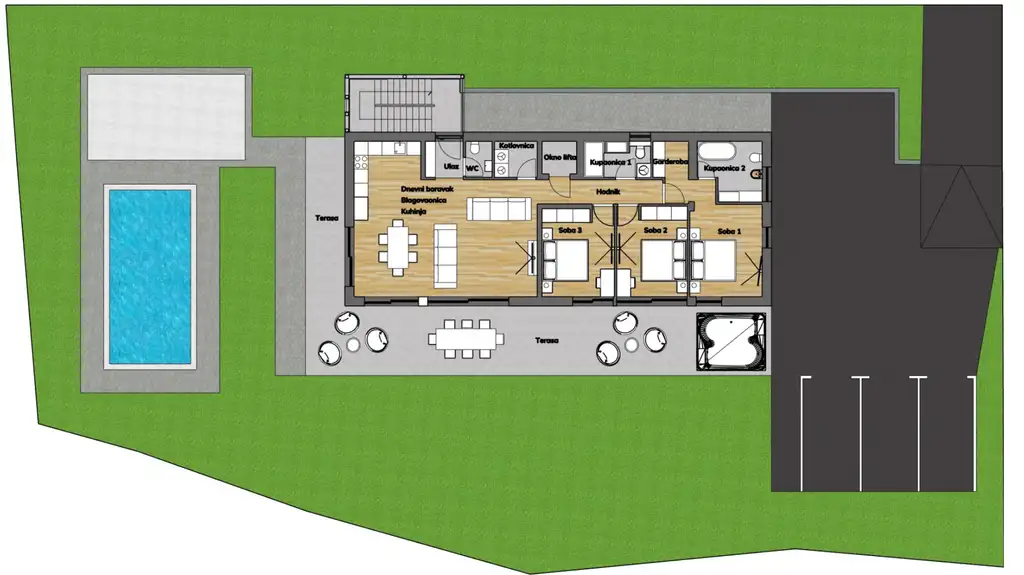 Zagreb, Gračani – luksuzan stan s privatnim bazenom i velikim vrtom