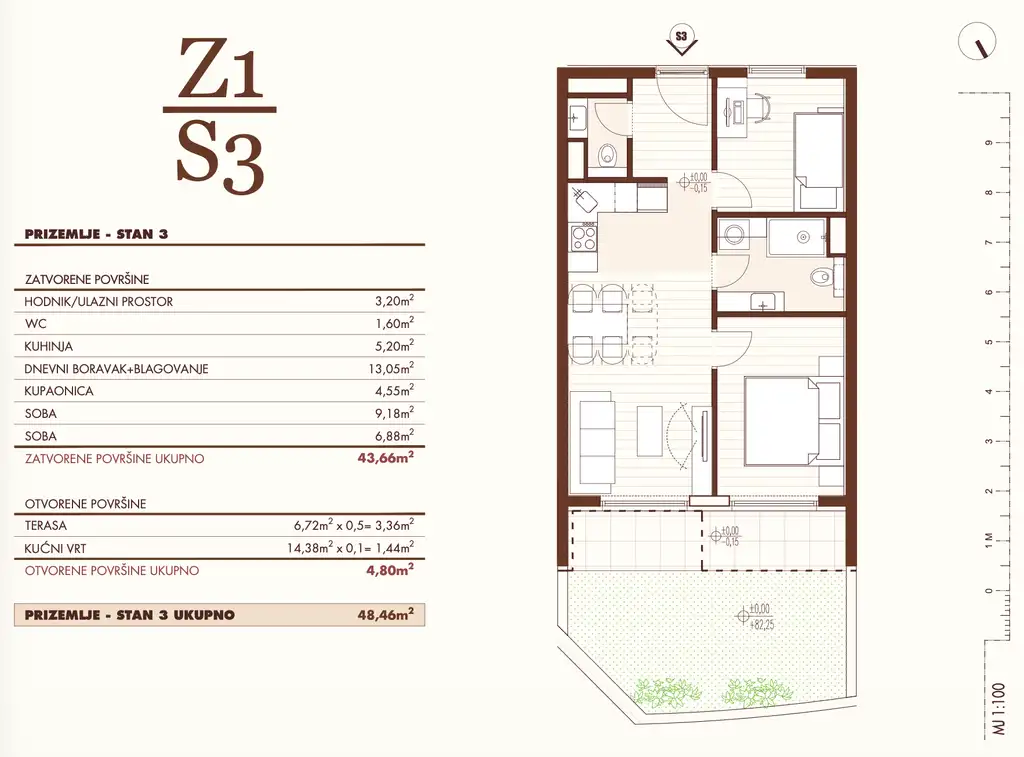 Split, Wysoka - Dwupokojowe mieszkanie z tarasem i loggią w nowoczesnym, nowym budownictwie