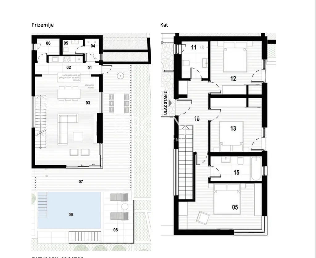 Rijeka, Kastav - Dvoupodlažní byt v luxusním komplexu 163 m2