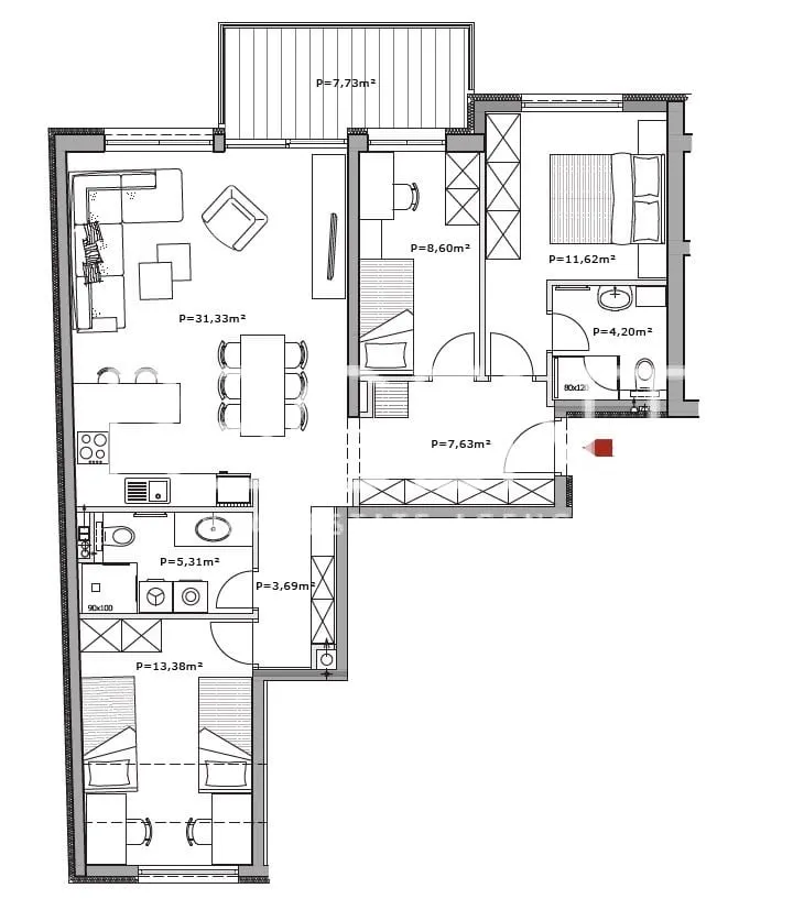 Záhřeb, Selska - Čtyřpokojový byt, novostavba 89 m2