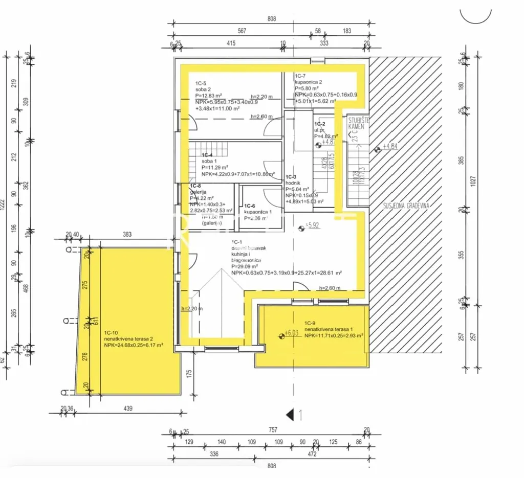 Brač, Sutivan - Byt 2+kk v bytovém komplexu 95,53 m2