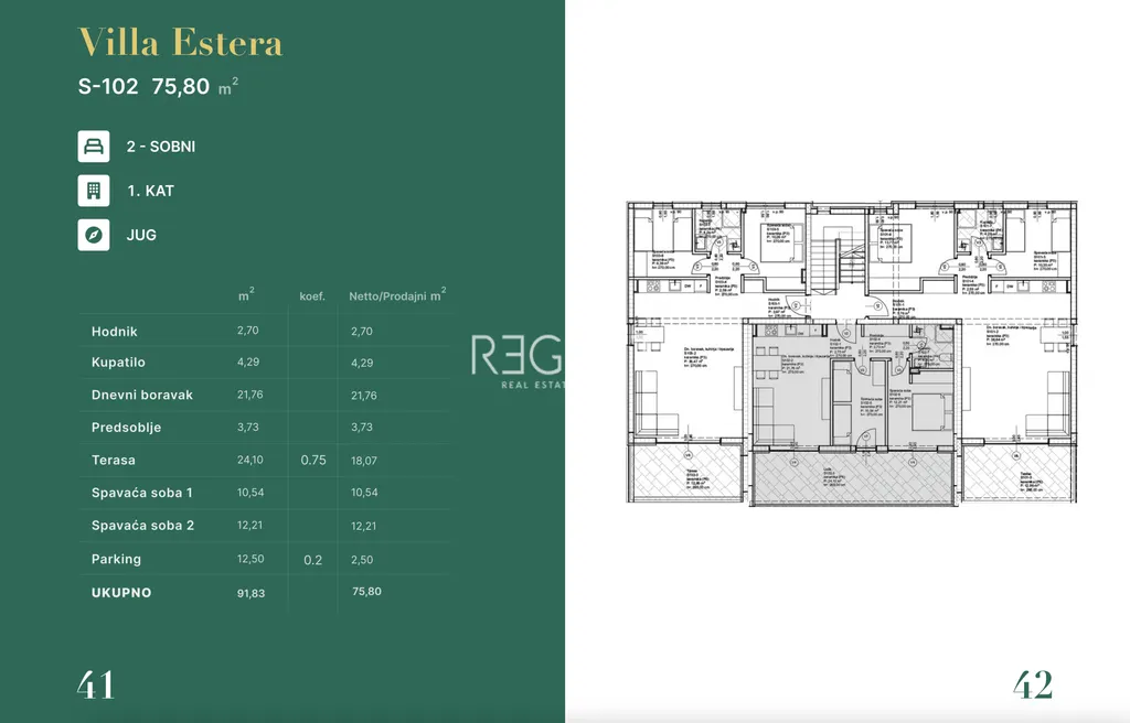 Zadar, Privlaka - Trojizbový byt v obytnom komplexe blízko mora 75 m2, novostavba