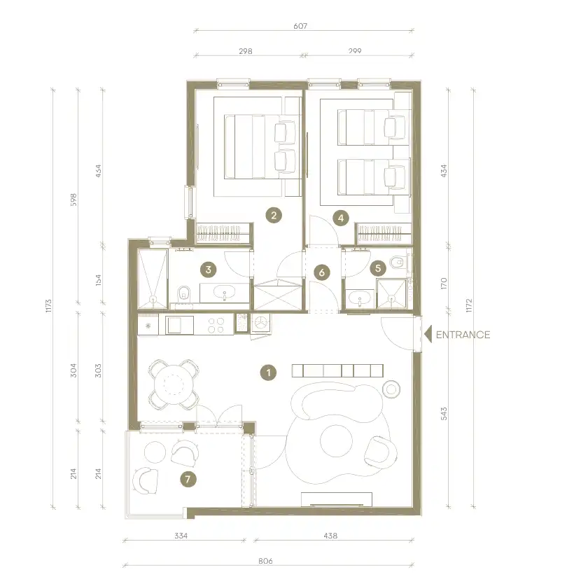 Novi Vinodolski, Mövenpick – Drei-Zimmer-Wohnung 78 m², erste Reihe zum Meer