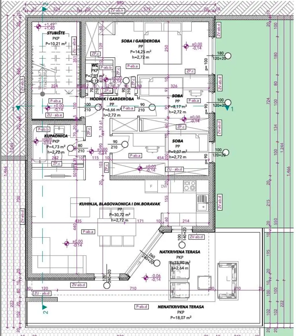 Trogir, Čiovo - Trosoban stan u modernoj novogradnji