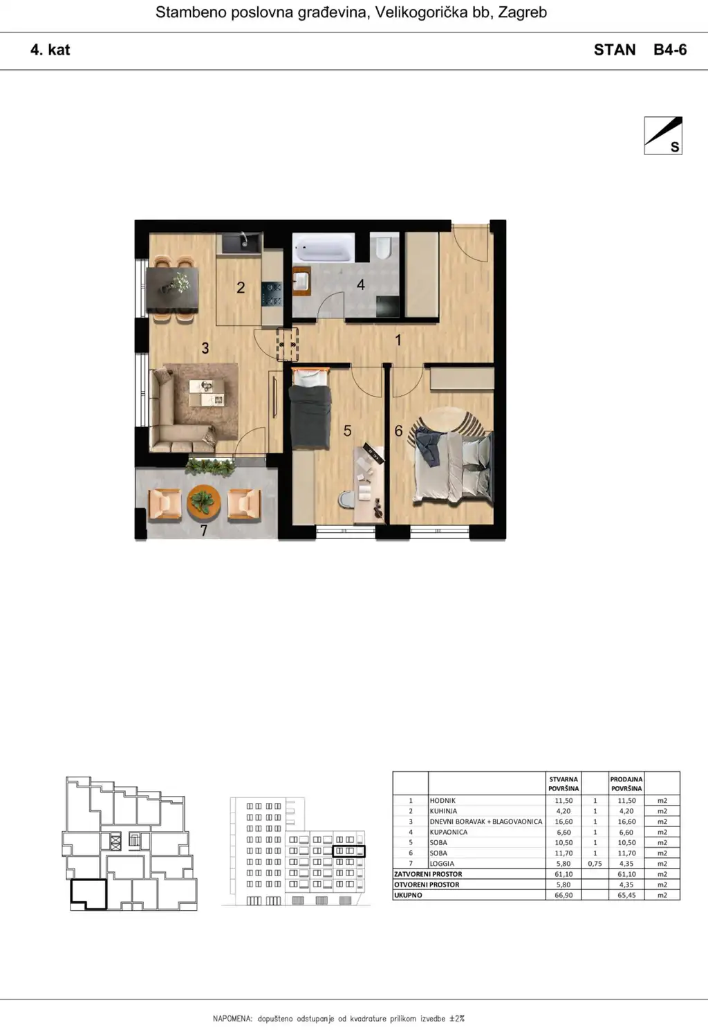 Zagreb, Borovje - modern three-room apartment
