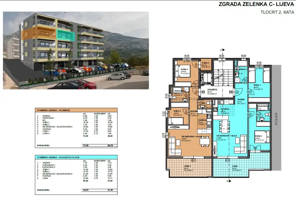 Makarska, Zelenka - Zwei-Zimmer-Wohnung in bezugsfertigem Neubau
