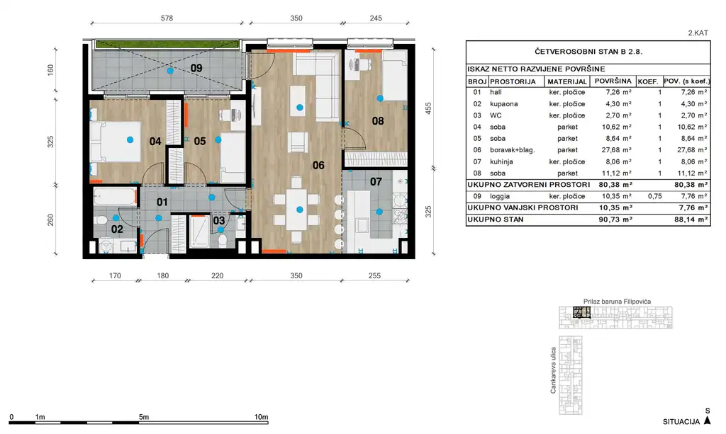 Zagreb, Črnomerec - Modern four-room apartment 91 m2 new building