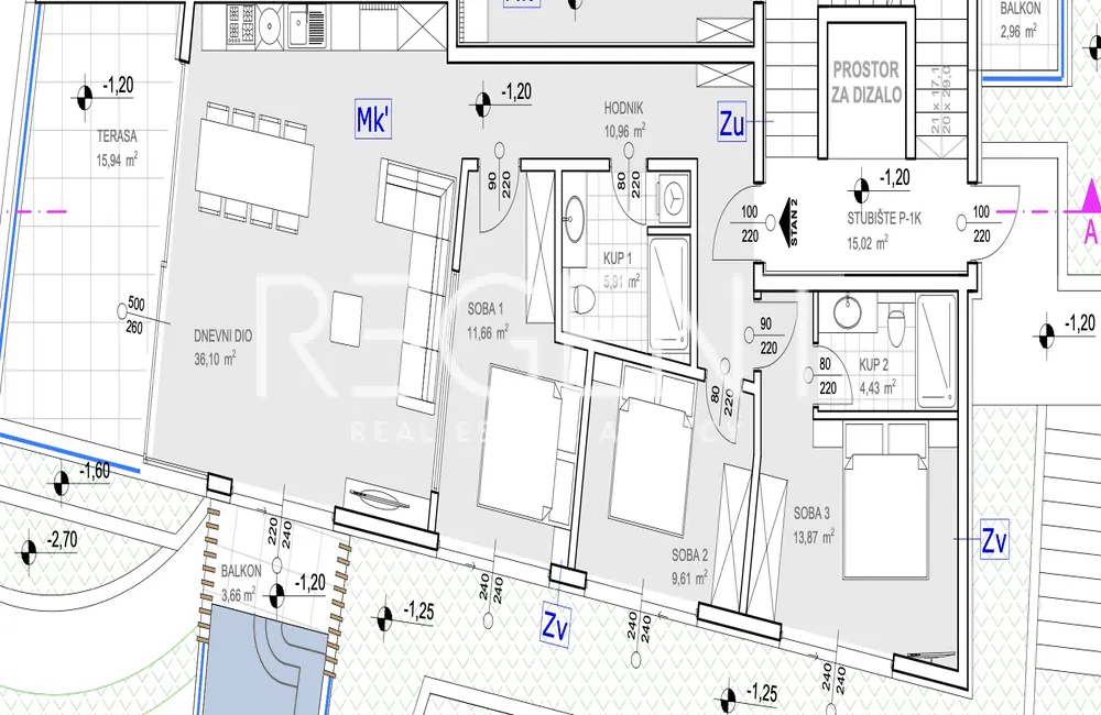 Šibenik, Grebaštica - Třípokojový byt s bazénem 115 m2 NOVÁ VÝSTAVBA