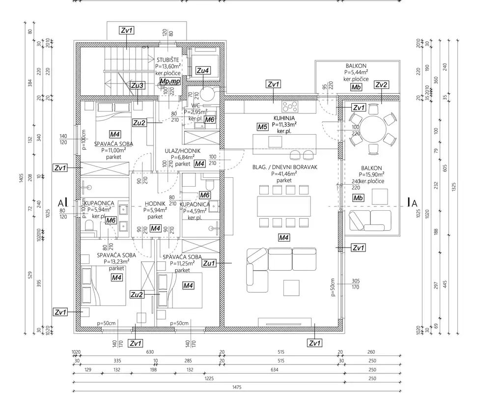 Trogir, Marina - Appartement de trois chambres avec balcon dans un nouveau bâtiment moderne