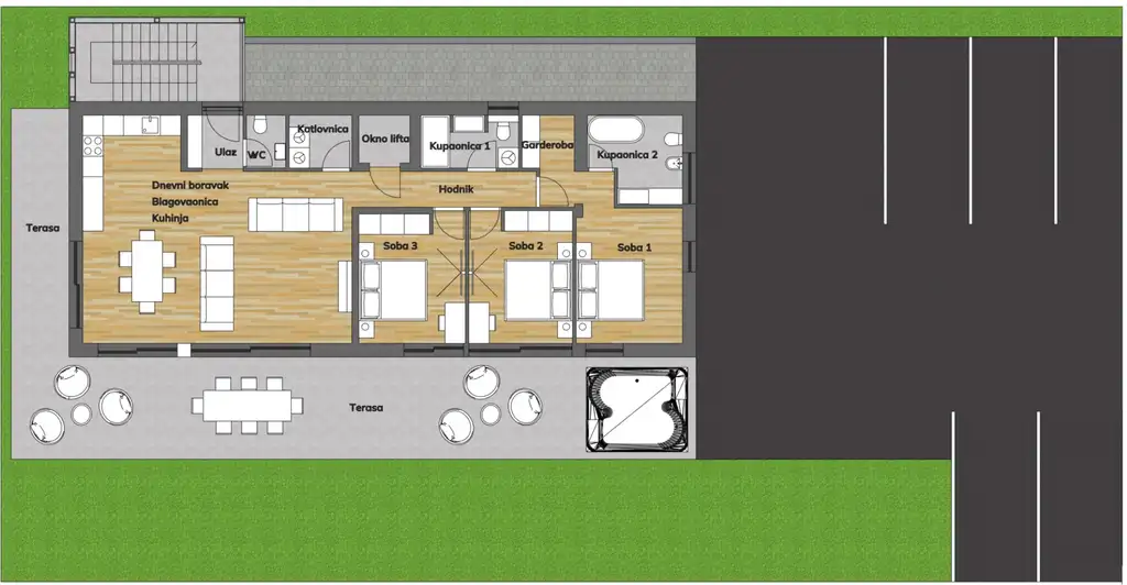 Zagreb, Gračani – četverosoban stan s vrtom i prostranim terasama