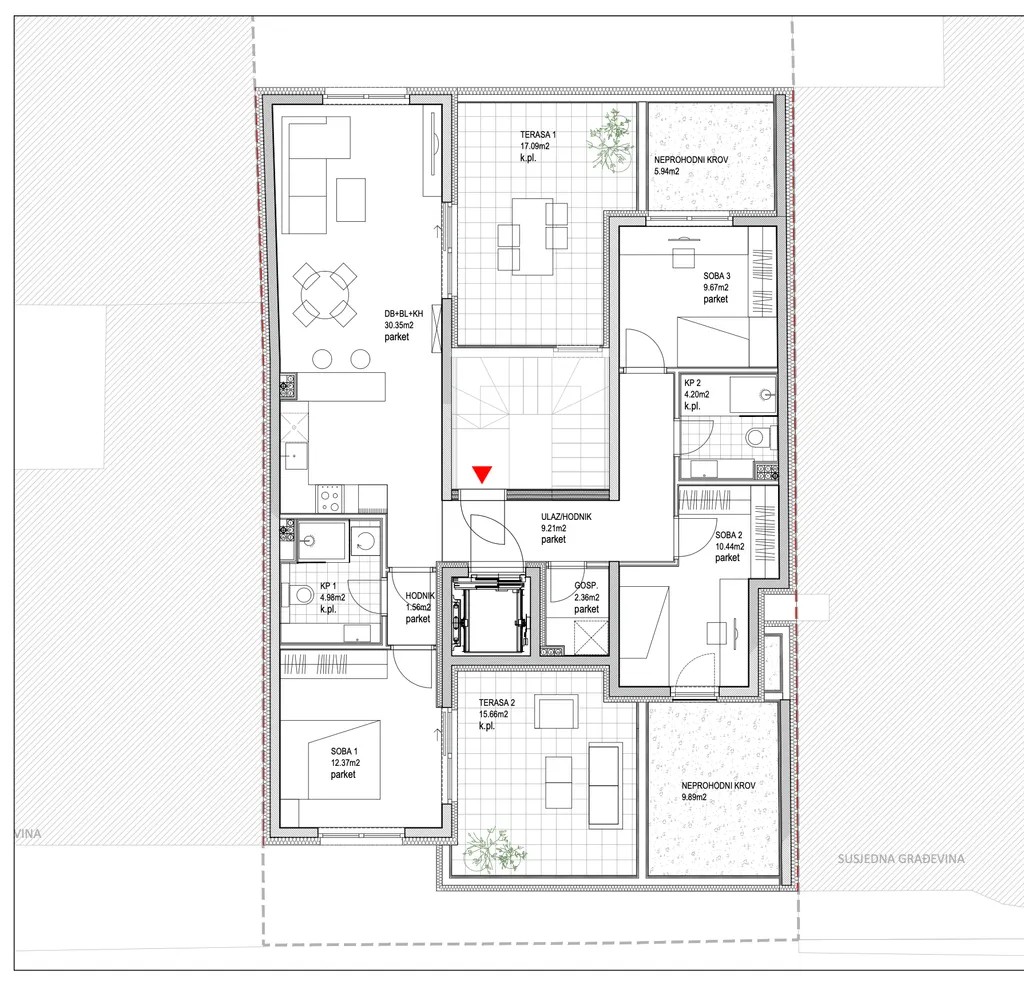 Záhreb, Trešnjevka - štvorizbový byt 93 m2 novostavba