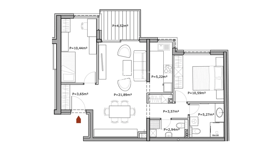 Záhřeb, Selska - Třípokojový byt, novostavba 67 m2
