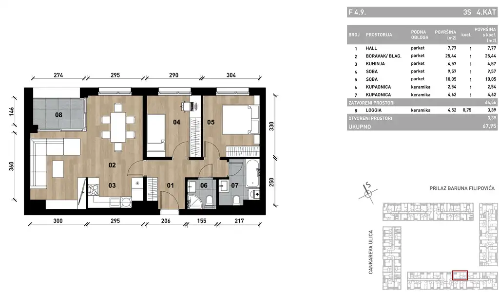 Záhreb, Črnomerec - Moderný trojizbový byt 67 m2 novostavba