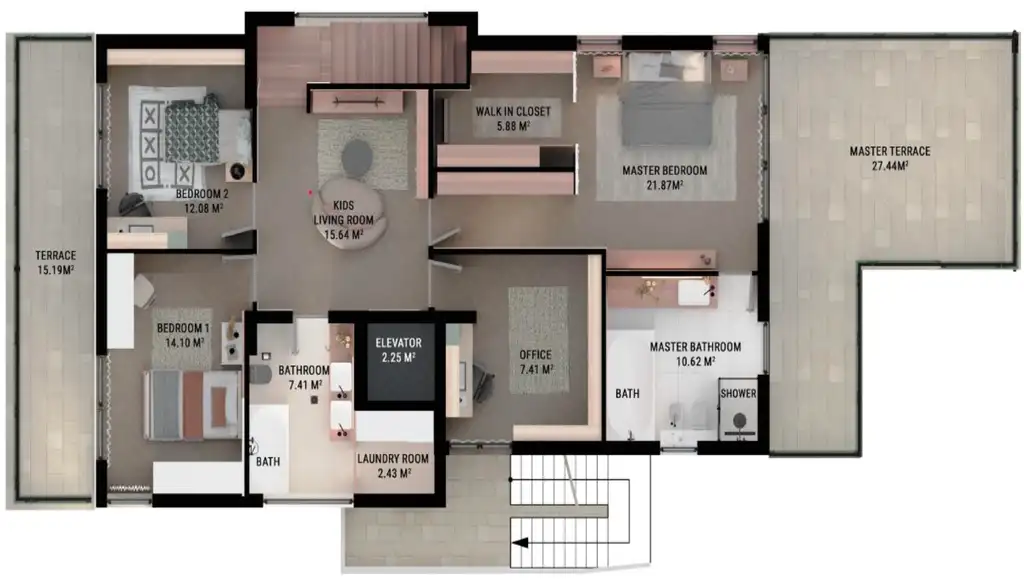 Gračani, dvoetažni stan 370,95 m² — vrt, terase, teretana, lift