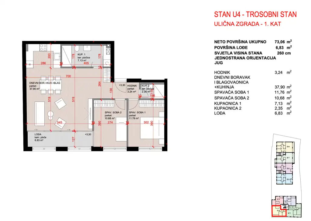 Zagabria, Maksimir - Moderno dvosoban stan con loggia