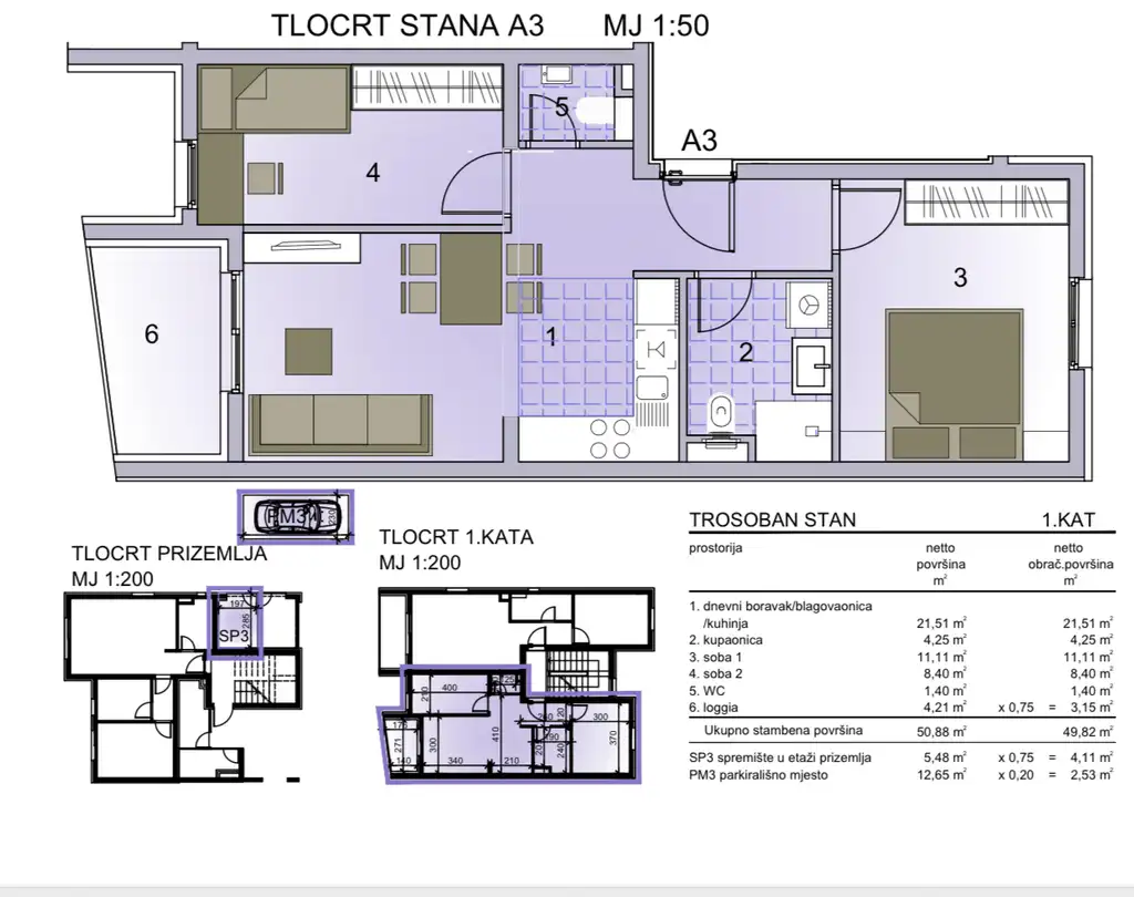 Trogir - Dvosoban stan s pogledom na more