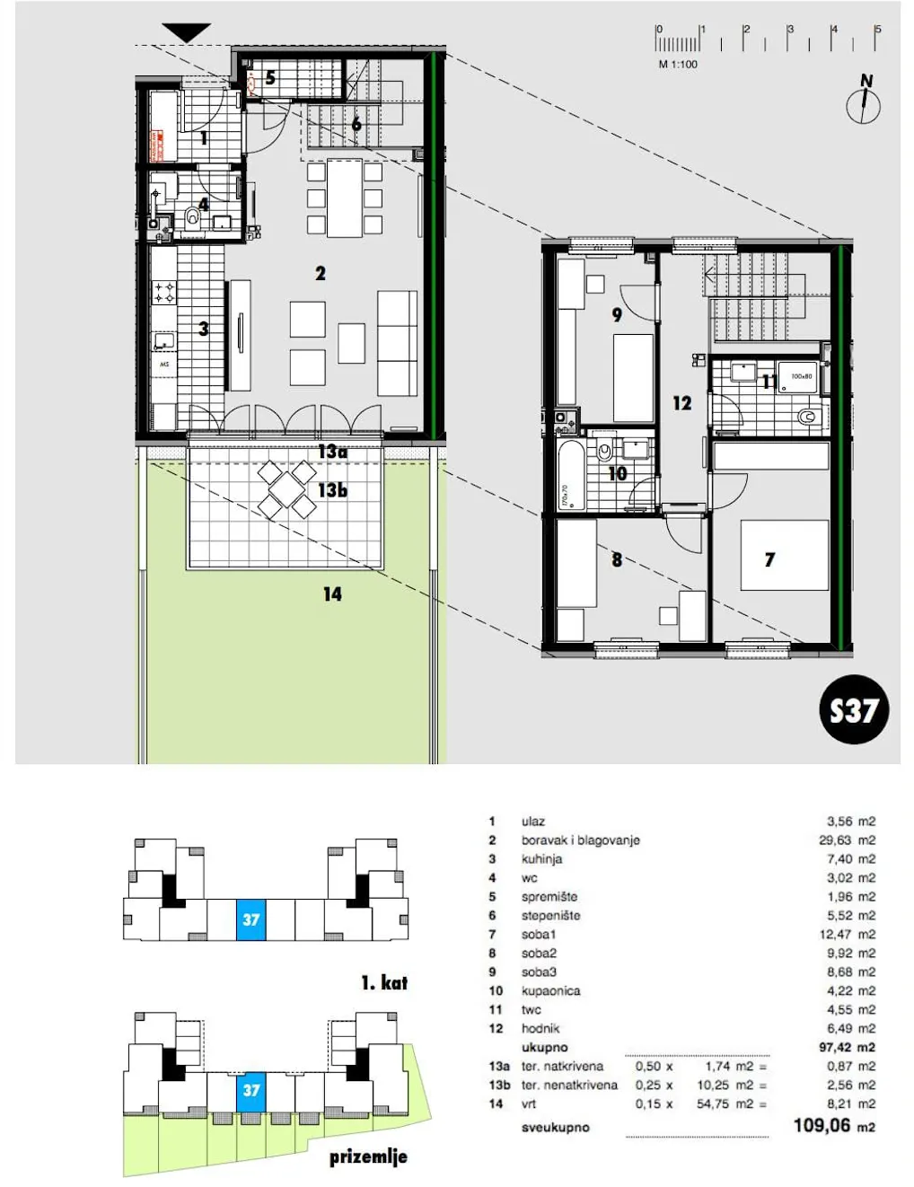 Záhreb, Siget - poschodový štvorizbový byt s VPM a záhradou 114 m2 novostavba