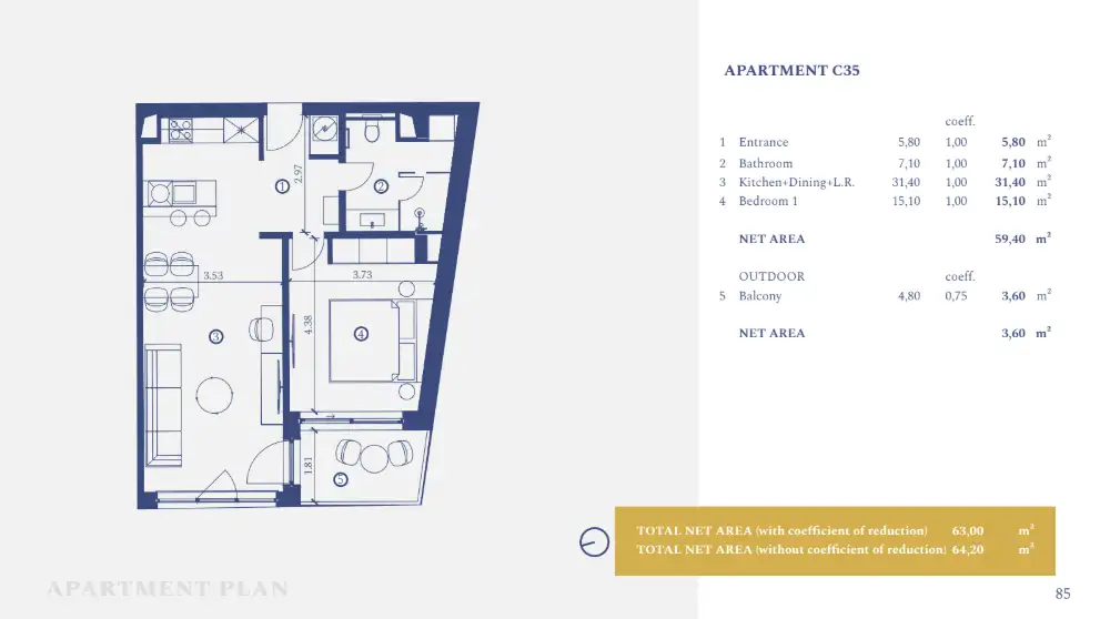 Istrie, Petram Resort – apartmán 64 m², balkon, výhled na moře