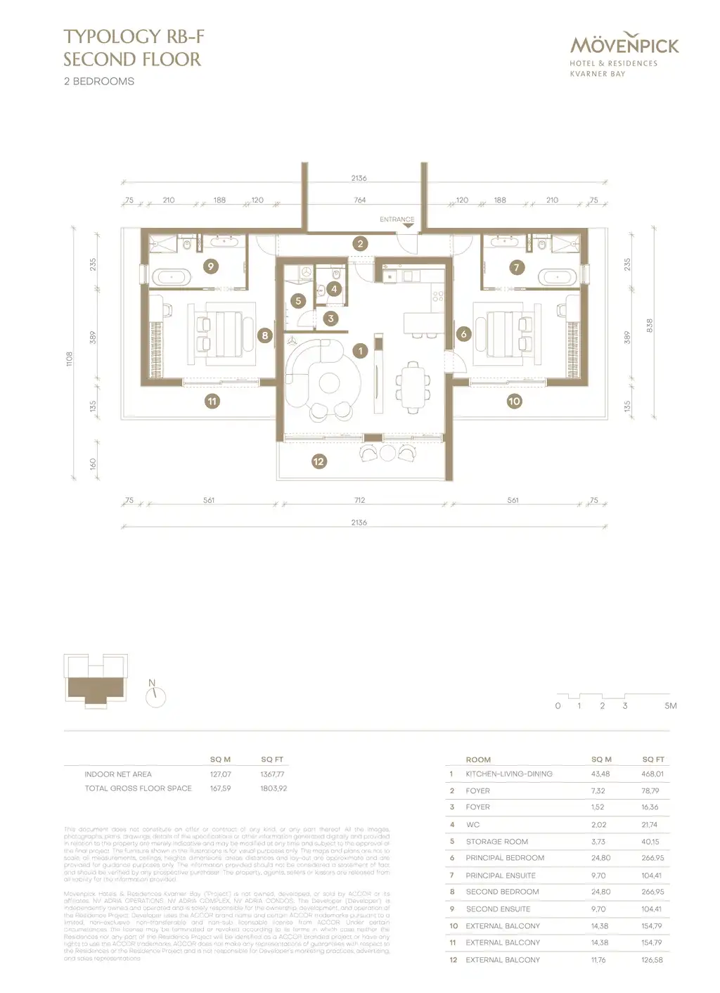Novi Vinodolski, Mövenpick – penthouse u drugom redu do mora